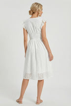 Women's A-Line Summer Dress featuring a smocked waist, perfect for casual outings, beach days, and special events, in a stylish and comfortable design. 2