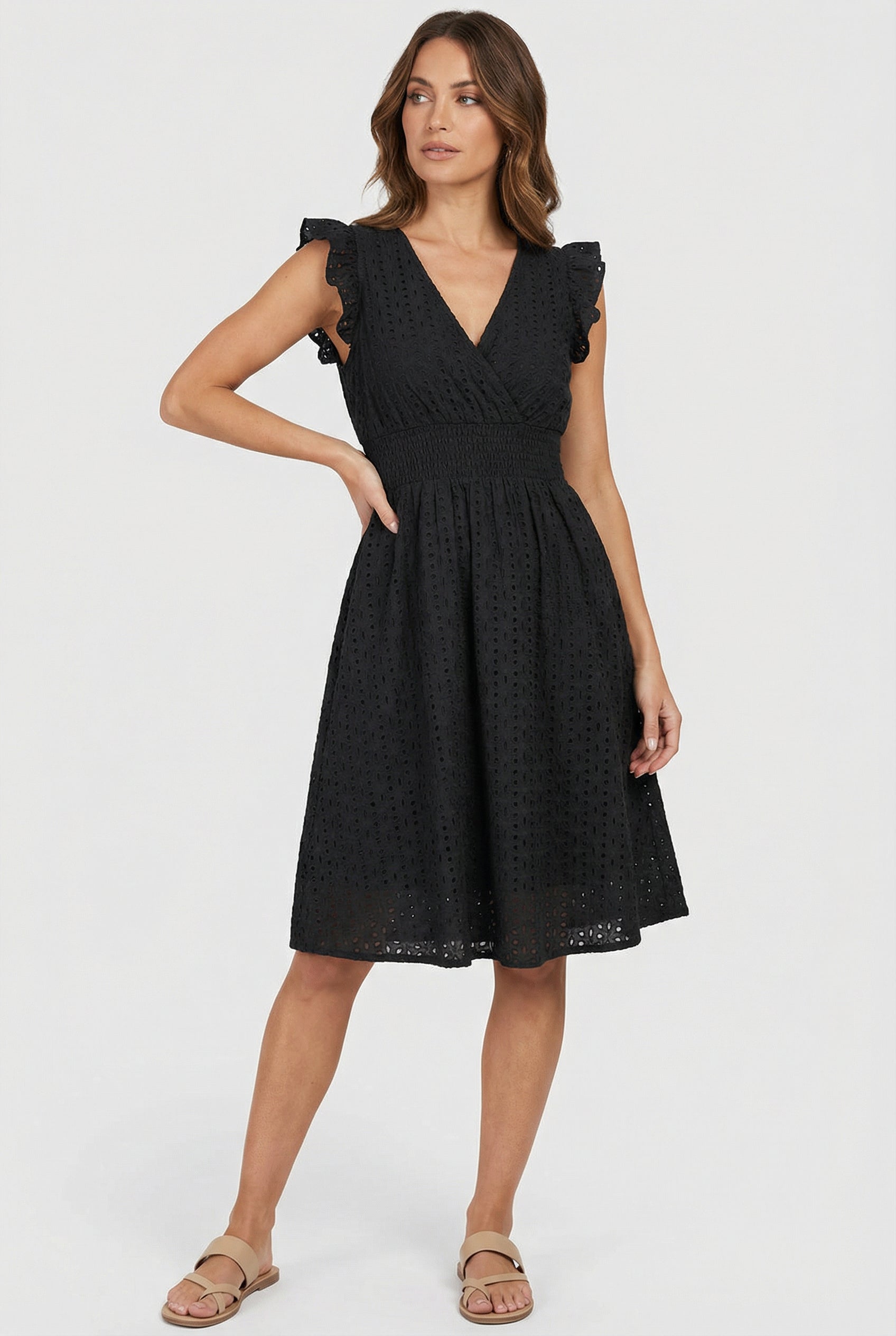 Women's A-Line Summer Dress featuring a smocked waist, perfect for casual outings, beach days, and special events, in a stylish and comfortable design. 5