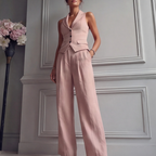 Women's backless vest and wide-leg trousers set, perfect for summer outings, featuring a stylish design and comfortable fit. 2