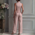 Women's backless vest and wide-leg trousers set, perfect for summer outings, featuring a stylish design and comfortable fit. 3