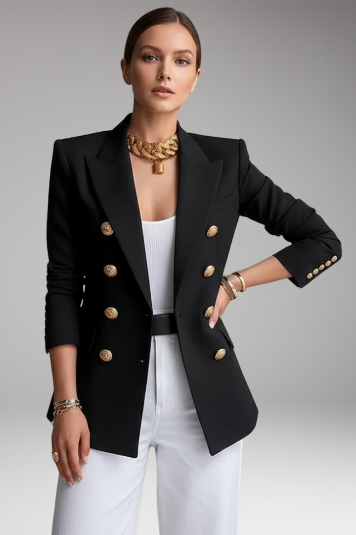 Women's Lapel Blazer Overlapping Front Long Sleeves