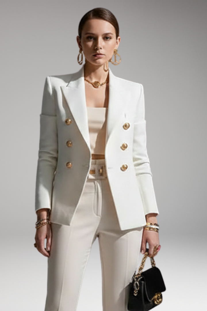 Women's Lapel Blazer Overlapping Front Long Sleeves