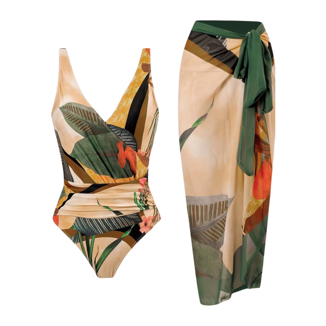 Elegant women's one-piece swimsuit designed for beach outings and evening wear, featuring a flattering silhouette and stylish design, perfect for summer adventures. 1