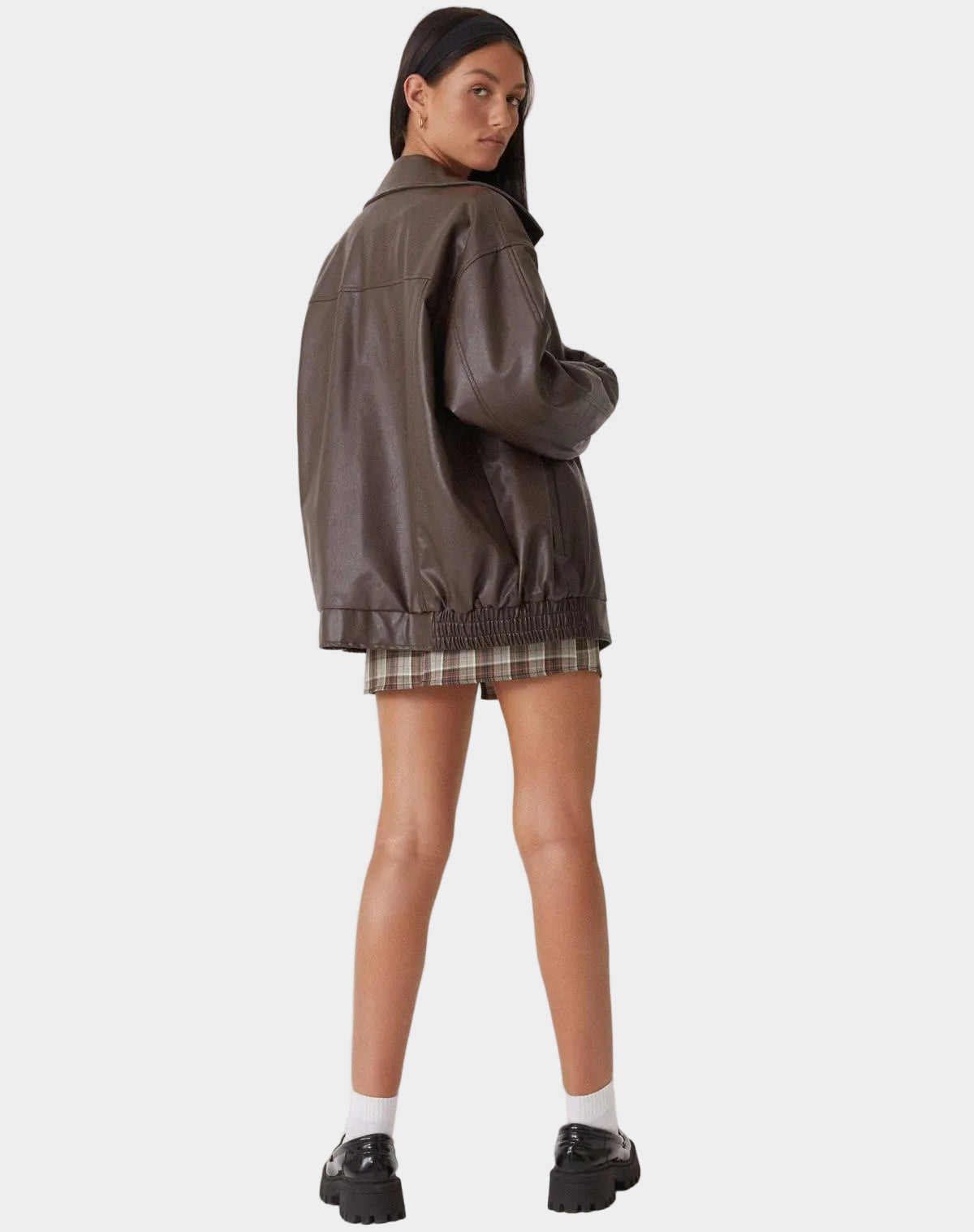Leather Bomber Oversized Jacket
