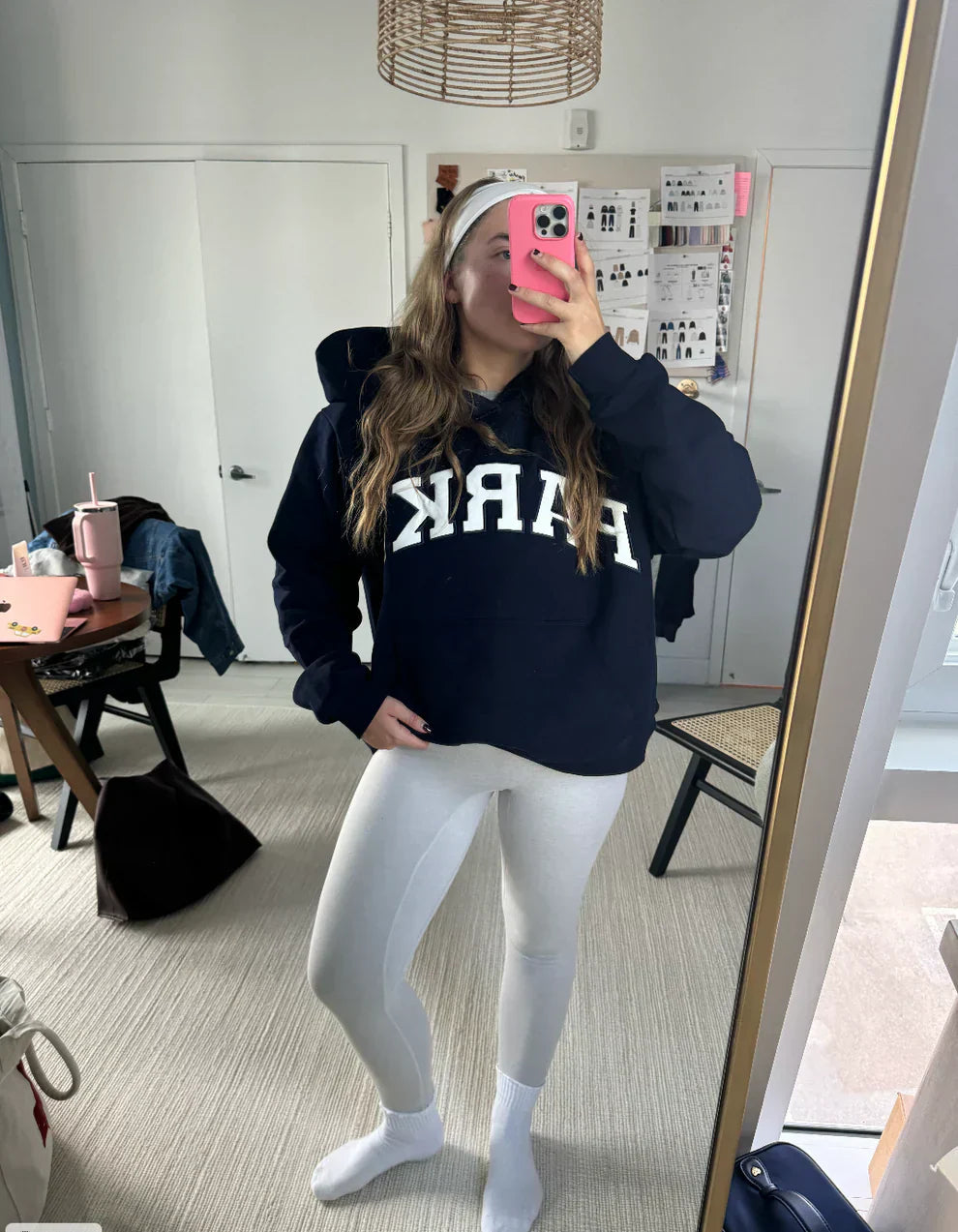 Women's oversized sweatshirt featuring soft chenille lettering, perfect for casual everyday wear and stylish comfort. 15
