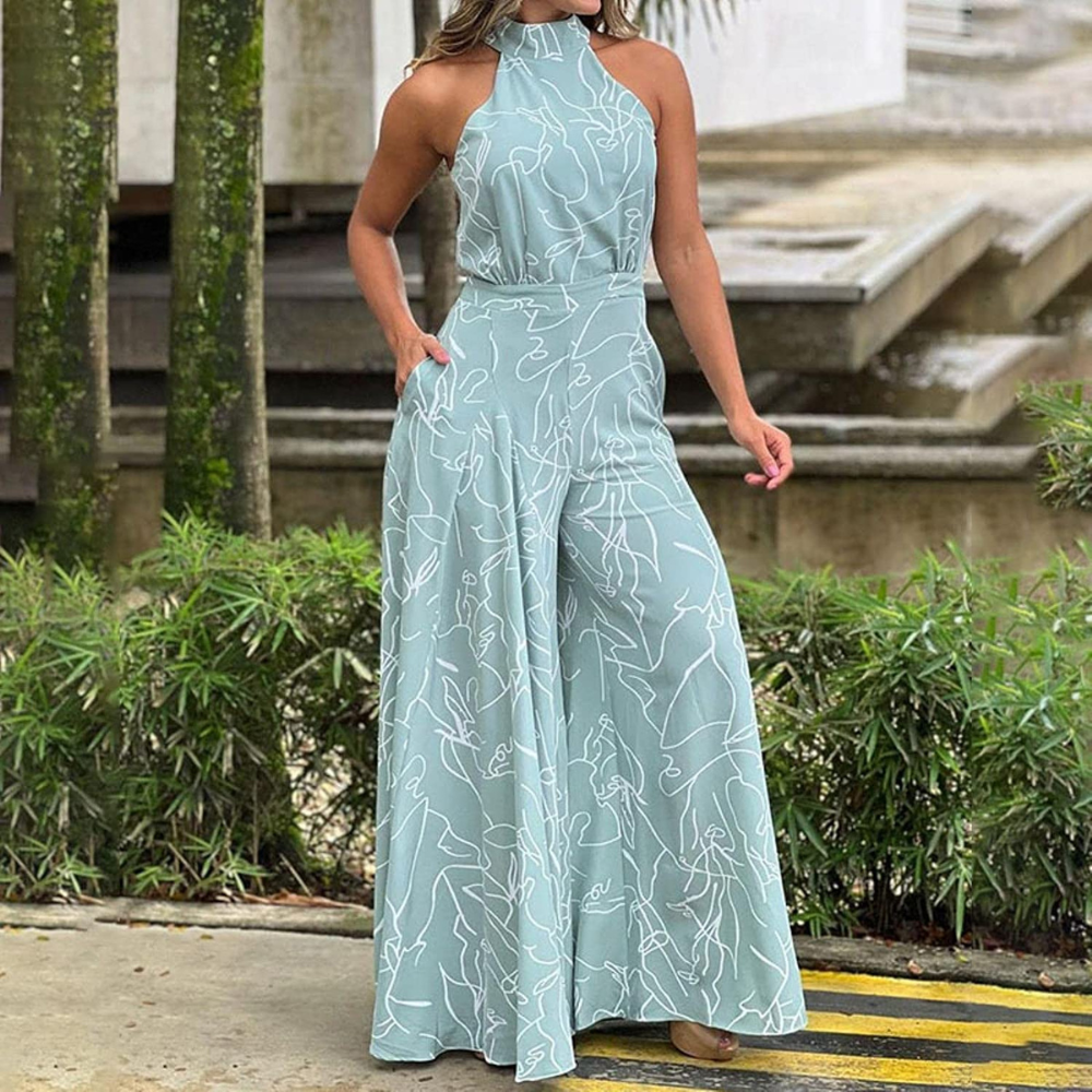 Women's sleeveless jumpsuit featuring an adjustable belt, perfect for casual outings, parties, or formal events. 6