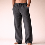 Women’s wide leg linen trousers designed for casual summer wear, featuring a breathable fabric, relaxed fit, and stylish look, perfect for warm weather outings. 7