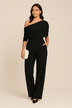 One Shoulder Jumpsuit Wide Leg