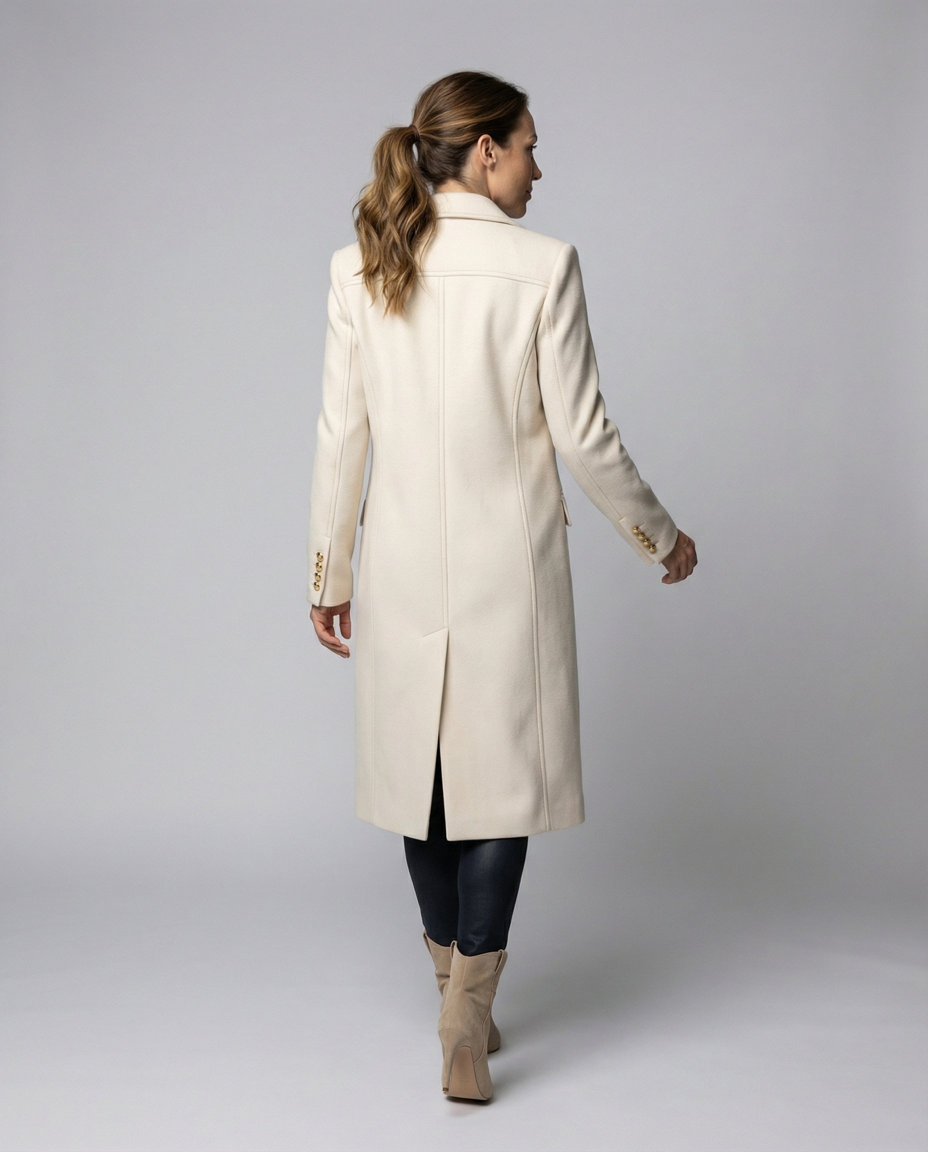 Women's Double-Breasted Cashmere Blend Longline Coat