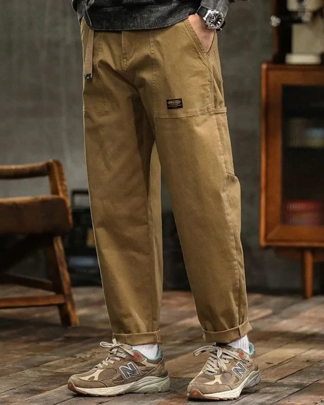 Wide Leg Cargo Trousers with Pocket Panels