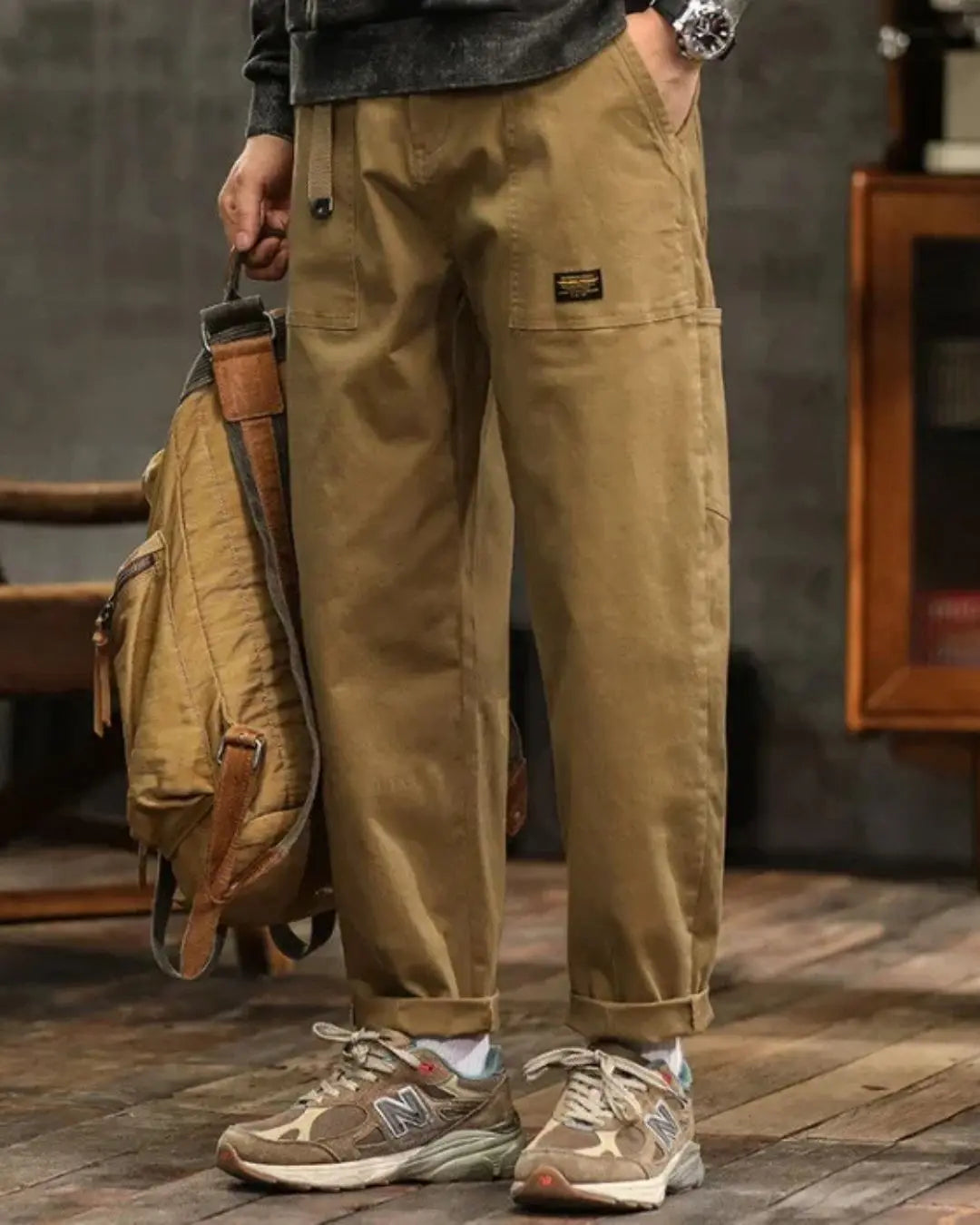 Wide Leg Cargo Trousers with Pocket Panels