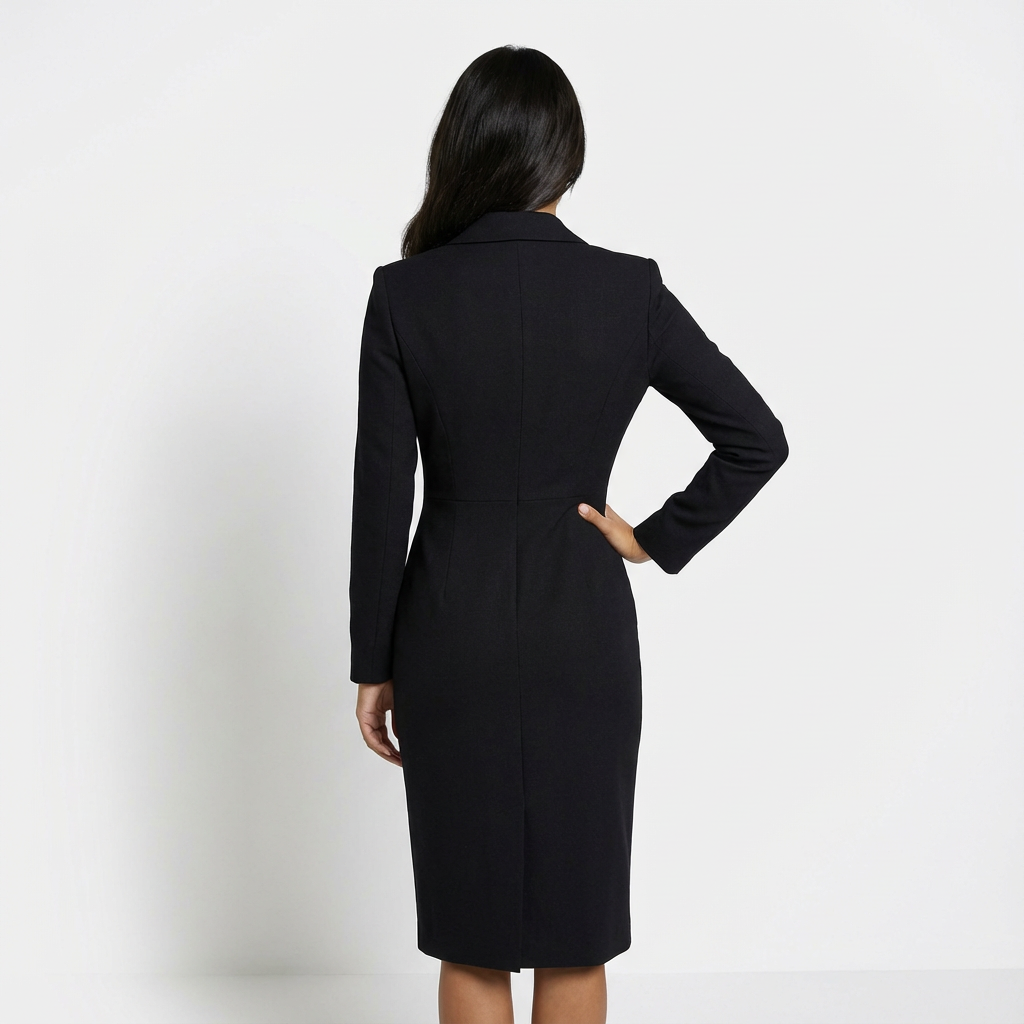 Tailored Midi Dress Blazer Style Long Sleeve