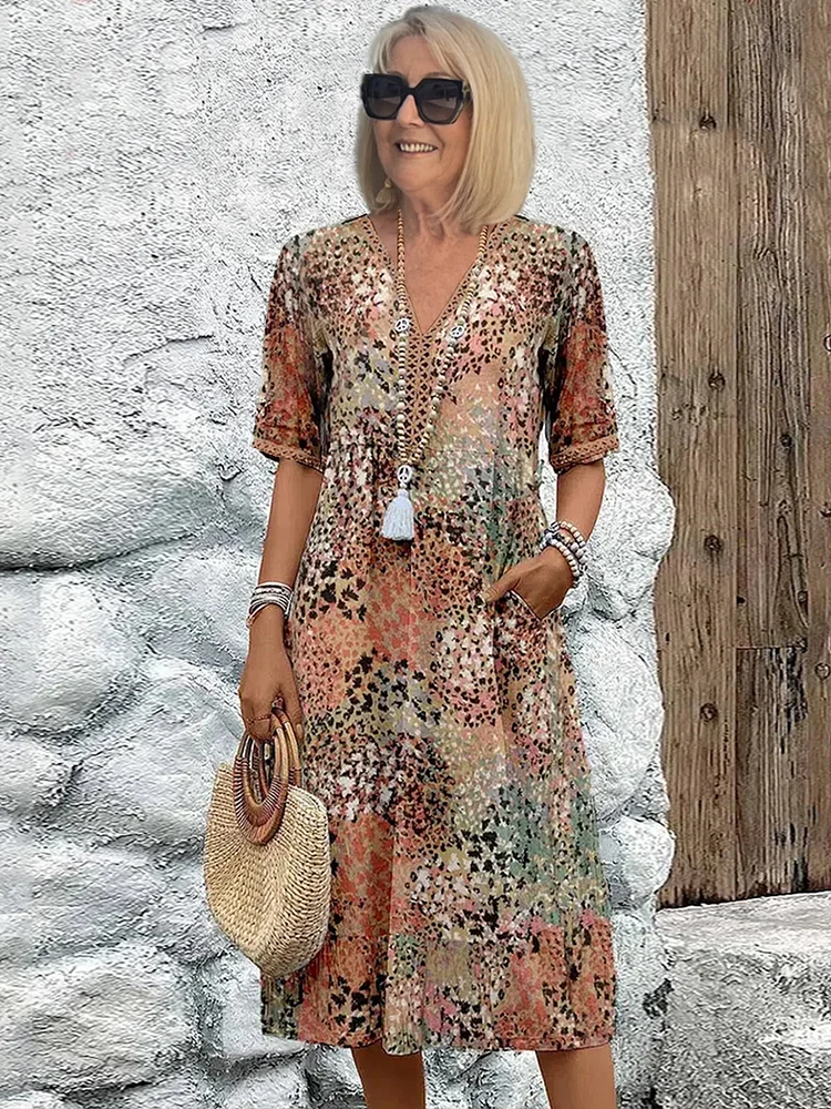 Floral Loose-Fit Knee Dress