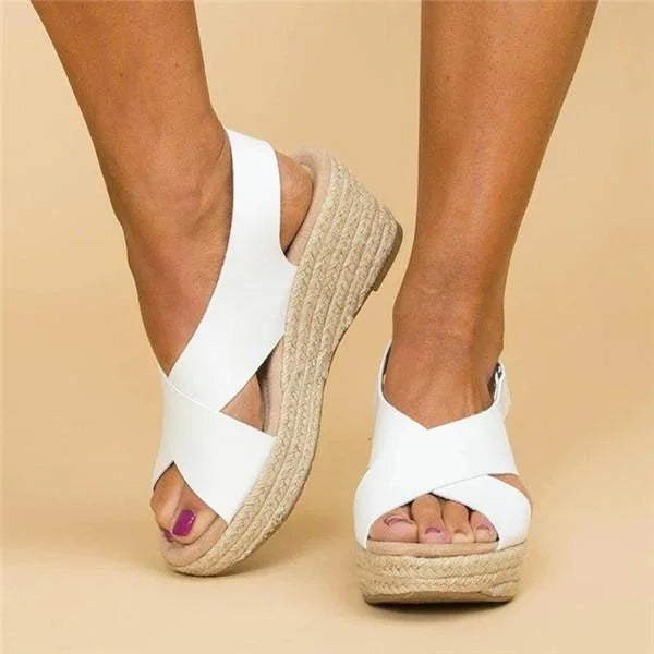 Crossover Wedge Espadrilles Sandals