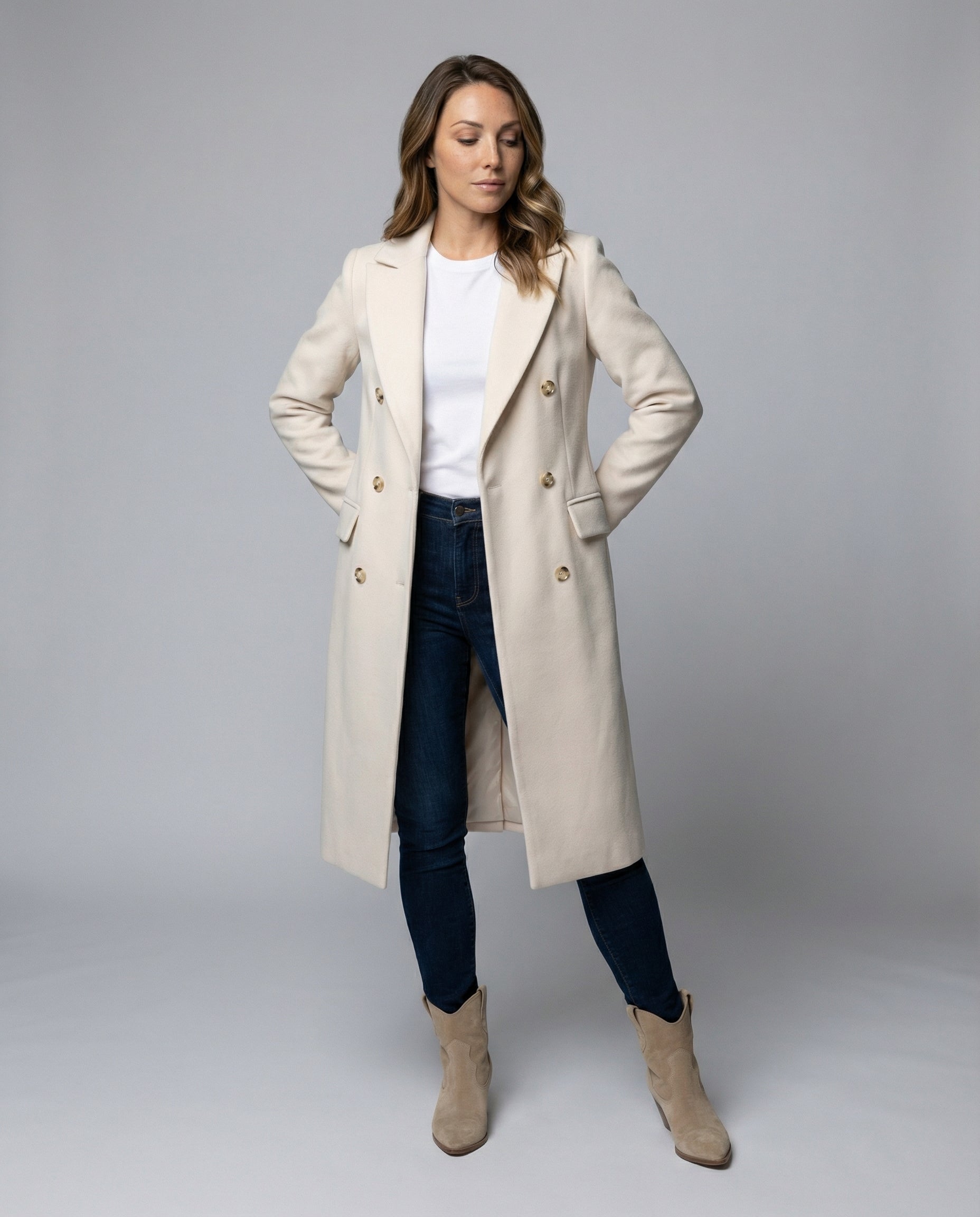 Women's Double-Breasted Cashmere Blend Longline Coat