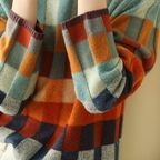 Multi Color Check Knit Sweater