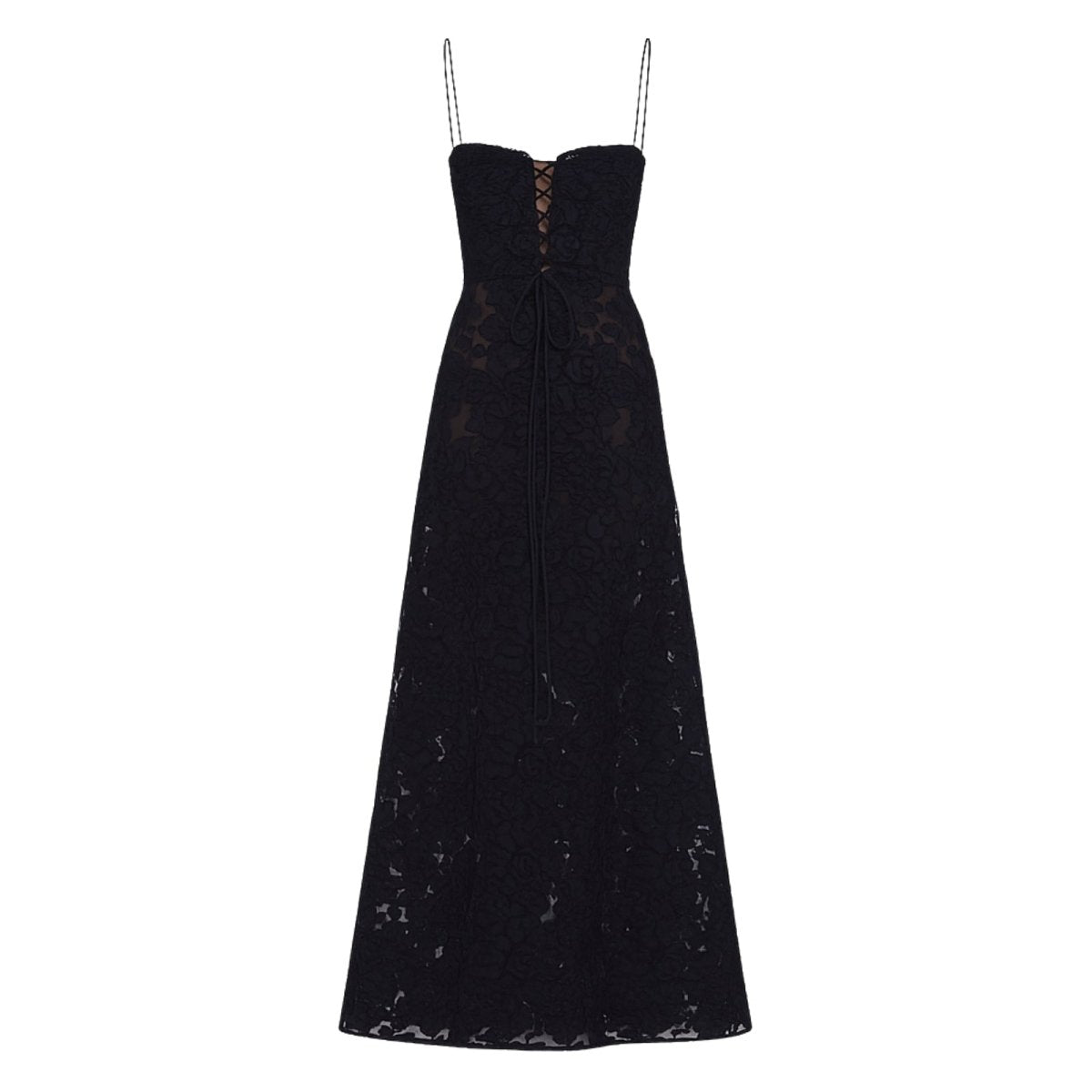 Floral Jacquard Maxi Gown with Corset Back