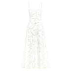 Floral Jacquard Maxi Gown with Corset Back