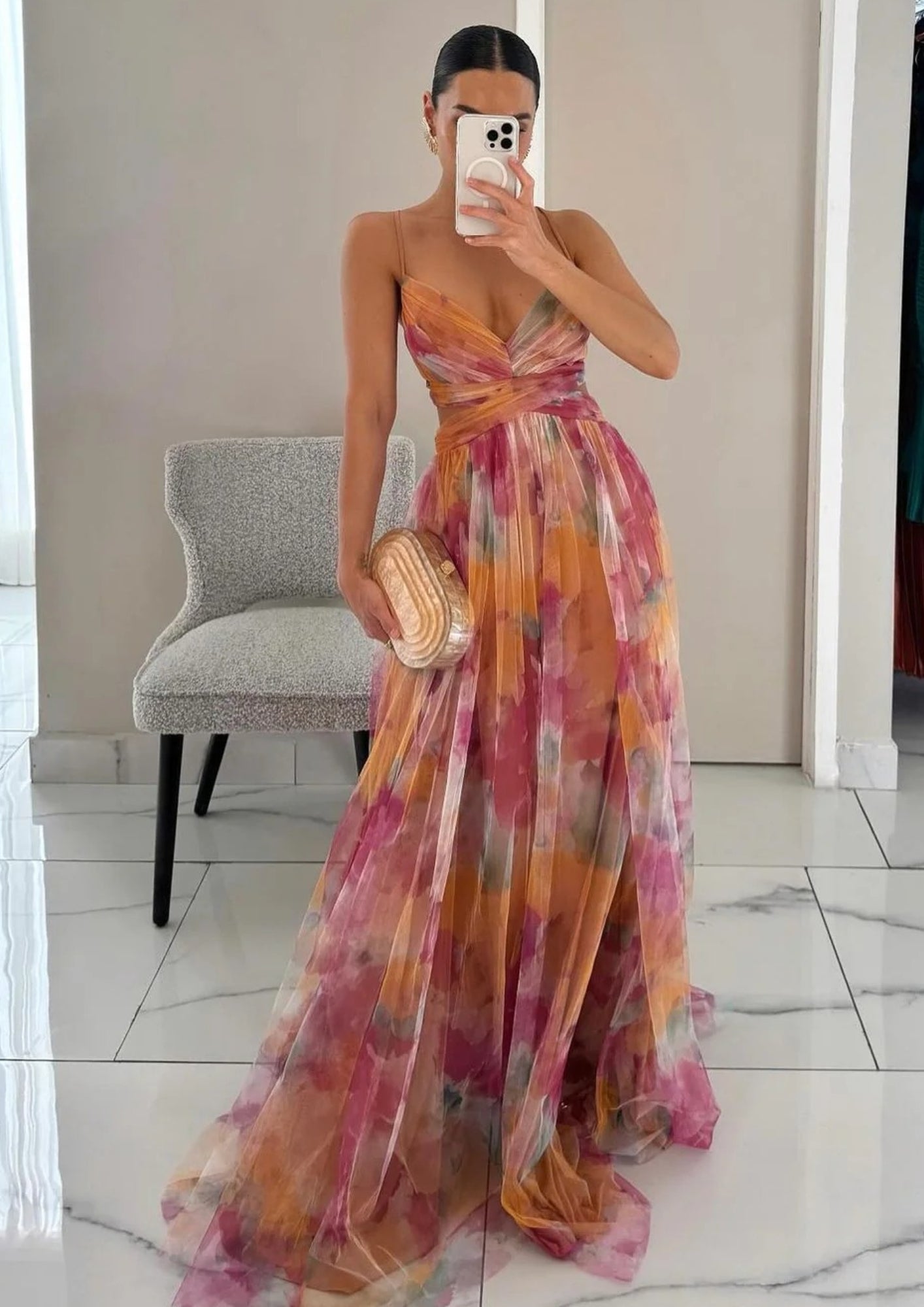 Gradient Maxi Dress with Crossover Bodice