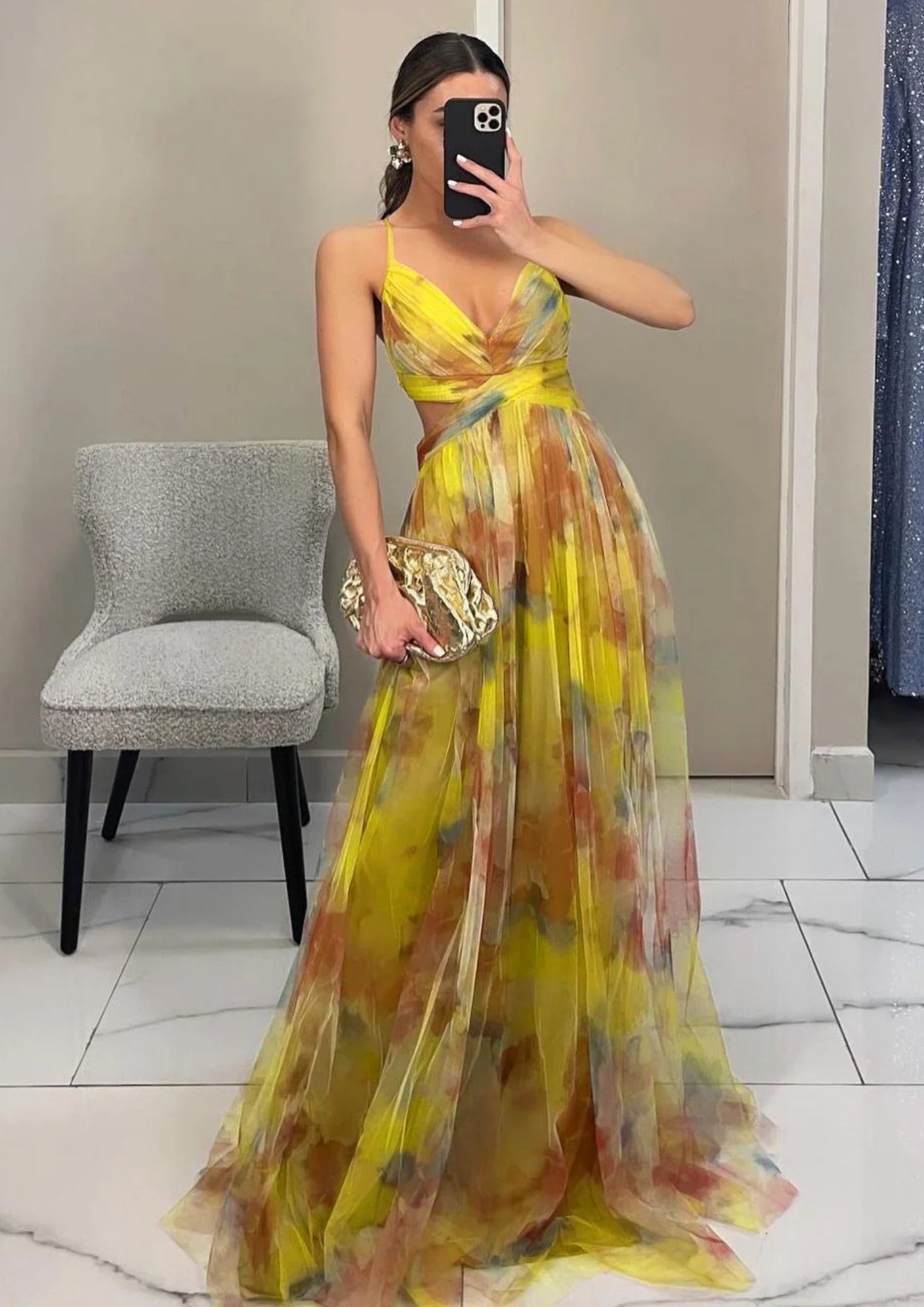 Gradient Maxi Dress with Crossover Bodice