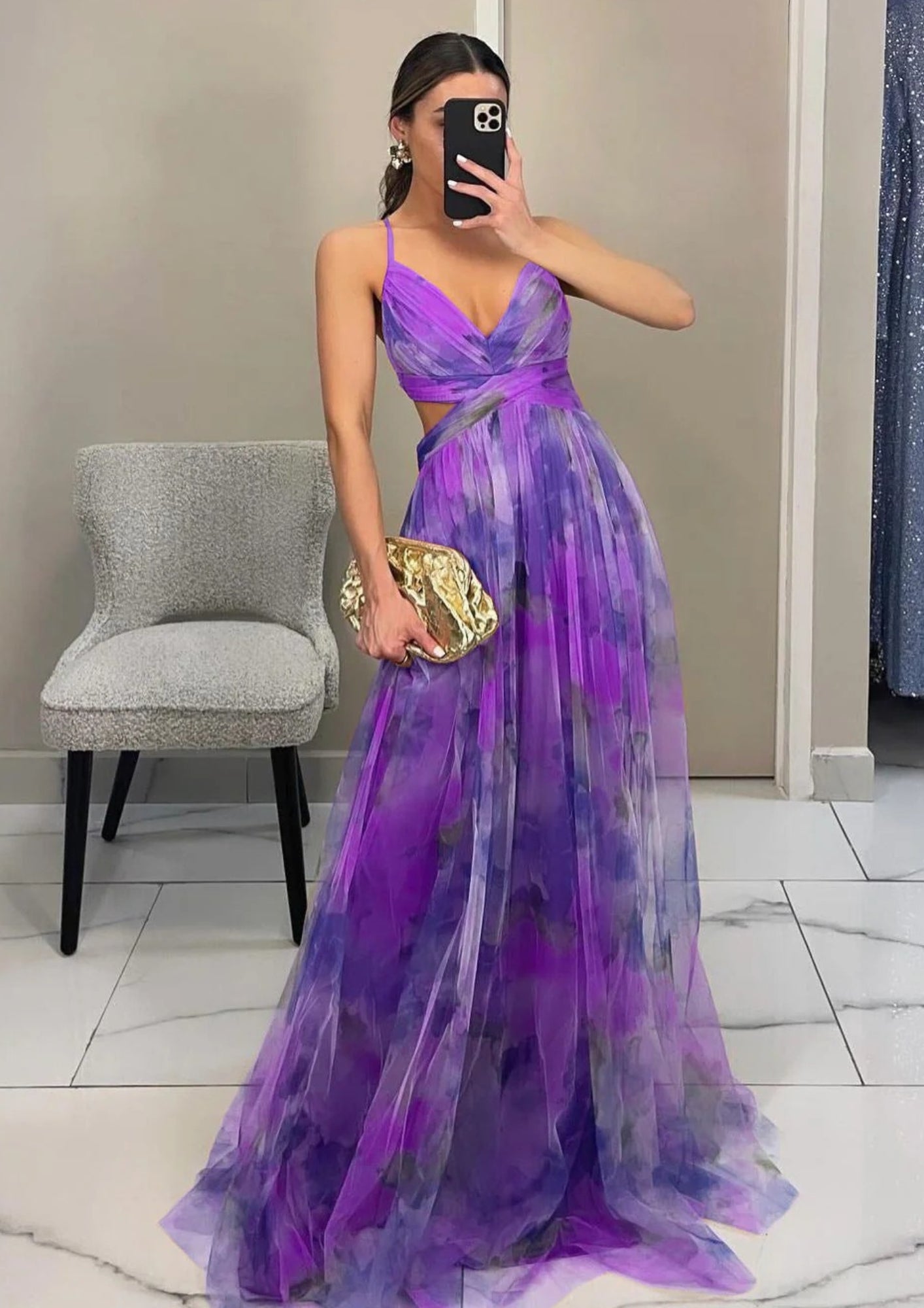 Gradient Maxi Dress with Crossover Bodice